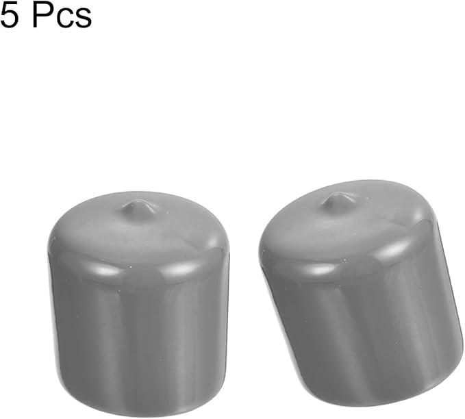 uxcell 5pcs Rubber End Caps Protective Caps 33mm ID Vinyl PVC Round Tube Bolt Cap Cover Screw Thread Protectors Light Gray