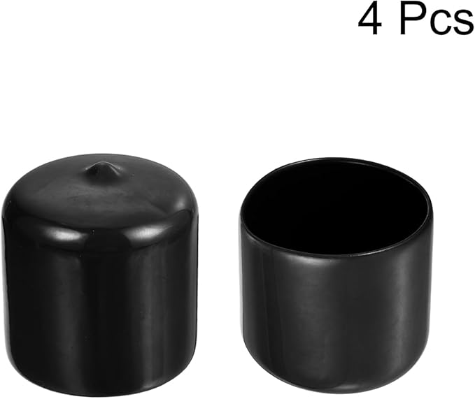 uxcell 4pcs Rubber End Caps 1 5/16"(33mm) ID Vinyl Round End Cap Cover Screw Thread Protectors Black, 30mm Height