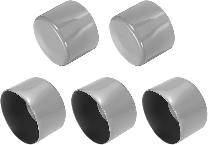 uxcell 5pcs Rubber End Caps Protective Caps 60mm ID Vinyl PVC Round Tube Bolt Cap Cover Screw Thread Protectors Light Gray