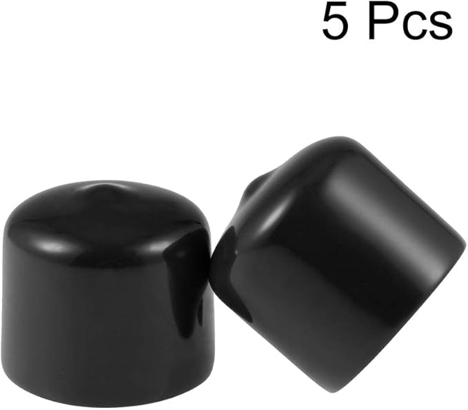 uxcell 5pcs Rubber End Caps 24mm ID Vinyl Round Tube Bolt Cap Cover Screw Thread Protectors Black
