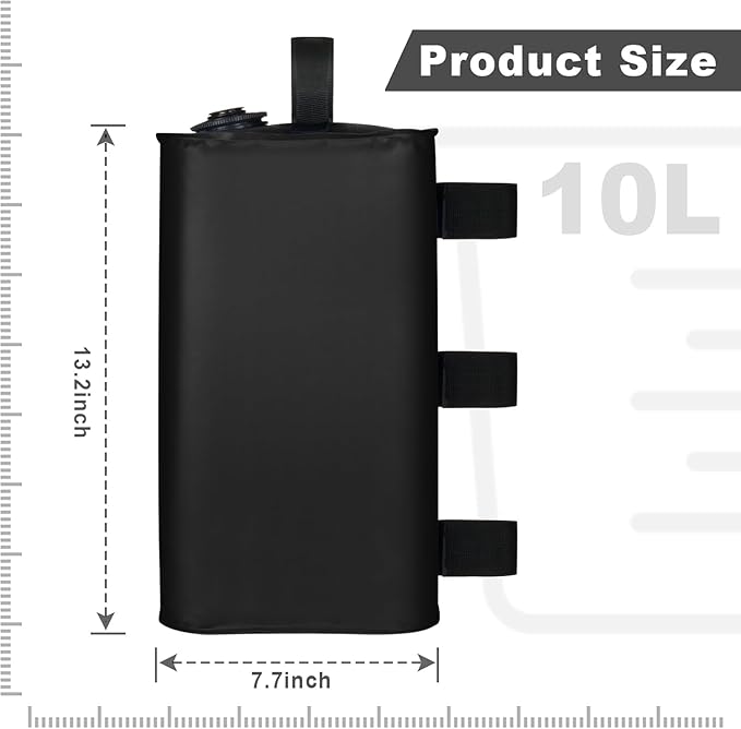 Canopy Water Weights Bag Set of 4,88 LBS Gazebos Tent Water Weights Set, 4 Leg Weights for Gazebo, Pop-Up Canopy, Canopies, Tent (Black 10L)