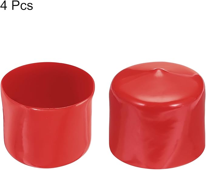 uxcell 4pcs Rubber End Caps 46mm ID Vinyl Round End Cap Cover Screw Thread Protectors Red, 40mm Height
