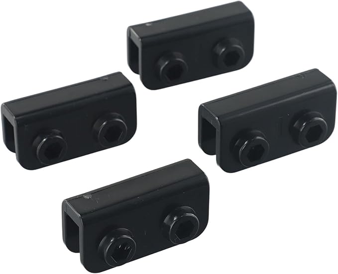 Replacement Connector for Pop-Up Gazebo, Rectangular Bracket Set Compatible with Tent Gazebo, 2-Way Fit, Black, Fits Glass Fiber Support Pole, 1/4 Pack(1Pc)