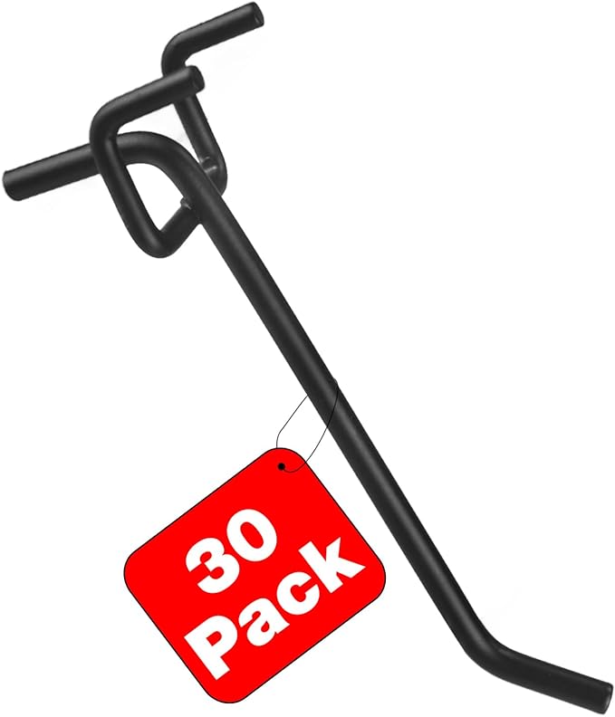 G.CORE Pegboard Hooks Accessories - 30pcs 4inch Metal Peg Board Tool Hangers, Fits 1/8 1/4 Pegs Slots, Pegboard Wall Organizer Shelving Racks, Hanging Display Storage Holders for Garage Craft Office