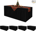 HolidayIdeas Fitted Black Rectangle Table Covers for 8 Foot Tables, Wrinkle Resistant Washable Tablecloths 96x30 Inch for Vendor Booth Display, Banquet, Trade Show, 4 Pcs
