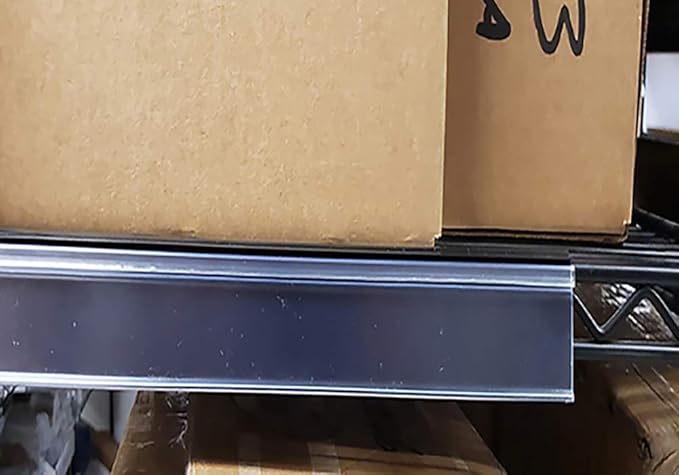 Wire Shelf Label Holders with Hinge, Label Holder with Promo Grip, Inserts, Metro Shelf Tags for Wire Shelving | 4 Feet | 20 Pack | Black
