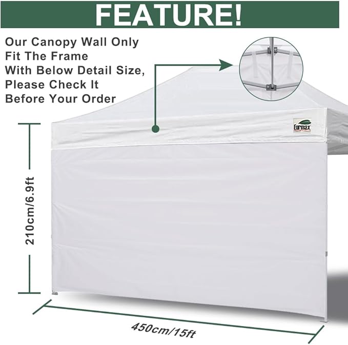 Eurmax USA Instant Canopy SunWall Camping Tent Tarp Shelter 10x15, 1 Pack Sidewall Only (Blue)