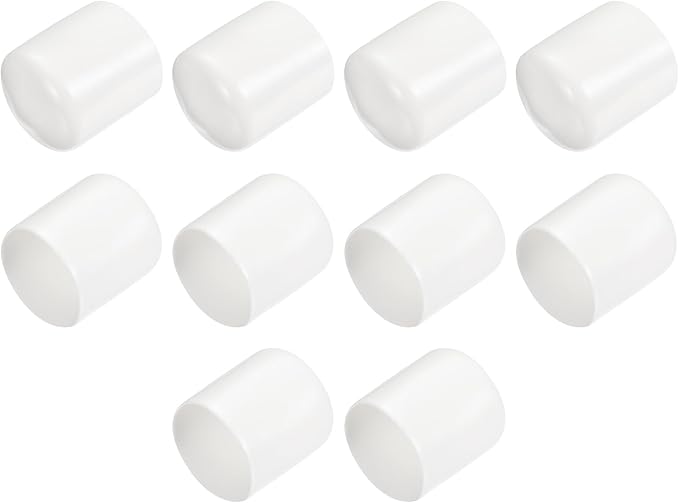 uxcell 10pcs Rubber End Caps 27mm ID Vinyl Round End Cap Cover Screw Thread Protectors White