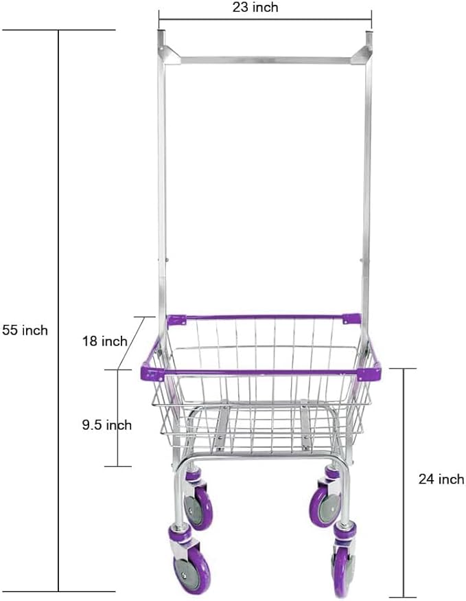 CHAMIN 1.5BU Chrome Coated CART for House and Commercial (Lavender Color) (Chrome, 1.5 Bushel)