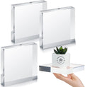 Qunclay 4 Pcs 6 x 6 x 1 Inches Acrylic Square Display Block Clear Polished Acrylic Cubes Jewelry Display Stand for Jewelry Ring Showcase Holder Base Collections