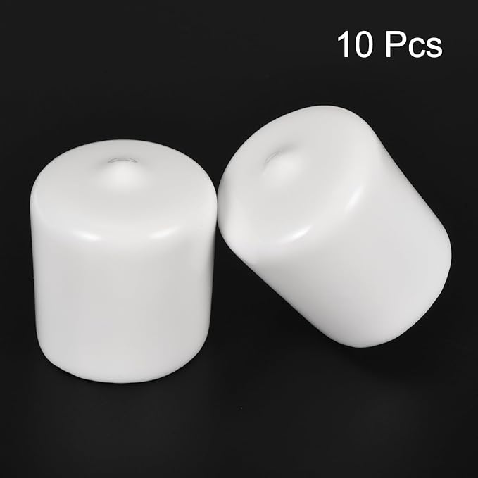 uxcell 10pcs Rubber End Caps 25mm ID Vinyl Round End Cap Cover Screw Thread Protectors White