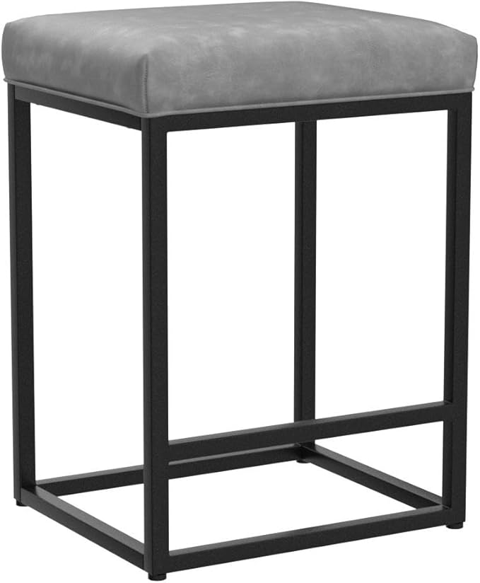 MAISON ARTS Counter Height 24" Bar Stools Set of 4 for Kitchen Counter Backless Modern Barstools Industrial Upholstered Faux Leather Stools Farmhouse Island Chairs, (24 Inch, Grey)