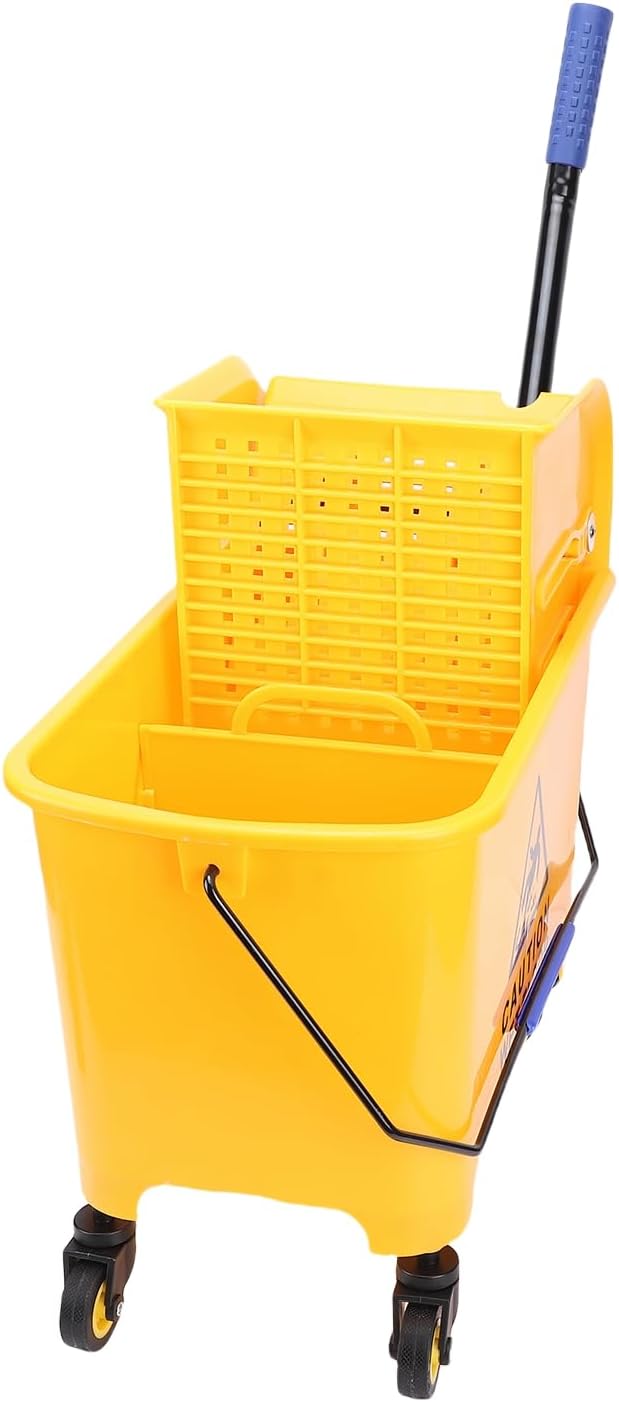Fafeicy Mop Bucket, 20L Commercial Side Press Wringer Mop Bucket with Wheels and Handle for Floor Cleaning in Restaurants Offices Industrial Sites