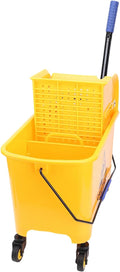 Fafeicy Mop Bucket, 20L Commercial Side Press Wringer Mop Bucket with Wheels and Handle for Floor Cleaning in Restaurants Offices Industrial Sites