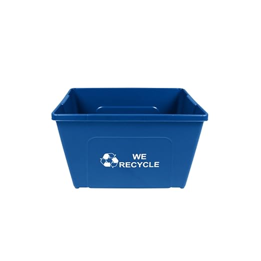 Curbside 18 Gallon Blue Recycling Bin with Carrying Handles for Homes or Businesses | Easily Recognizable from The Curb | High-Capacity, Stackable - Single Unit - Blue