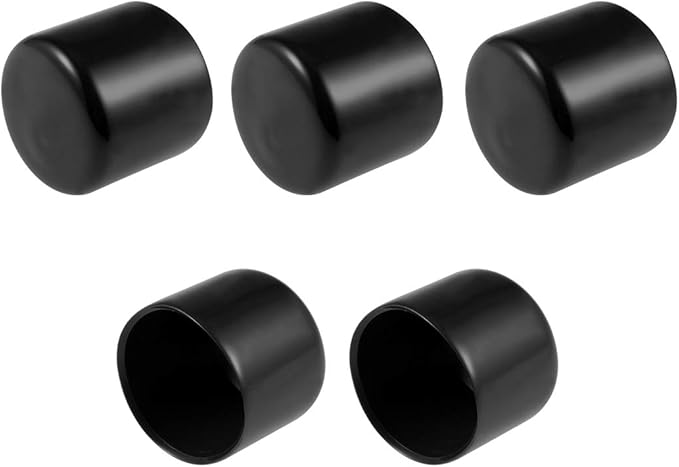 uxcell 5pcs Rubber End Caps 34mm ID Vinyl Round Tube Bolt Cap Cover Screw Thread Protectors Black