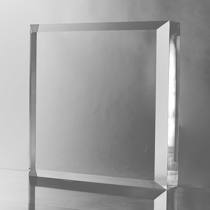 CiaoHER 2in Thickness Beveled Solid Acrylic Display Block Clear Polished Pedestal Stand Riser Solid Base (8x8)