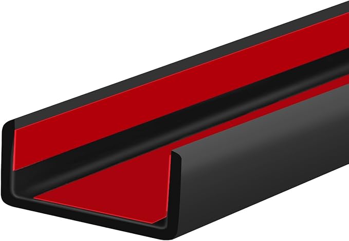 Rubber Edge Trim, 1-3/4 inch (45mm) Wide U Channel Edge Trim, Big Size U Shaped Trim, Self Adhesive Edge Banding for Plywood, Woods,Interior Doors, Countertop, Length 20Ft, Black