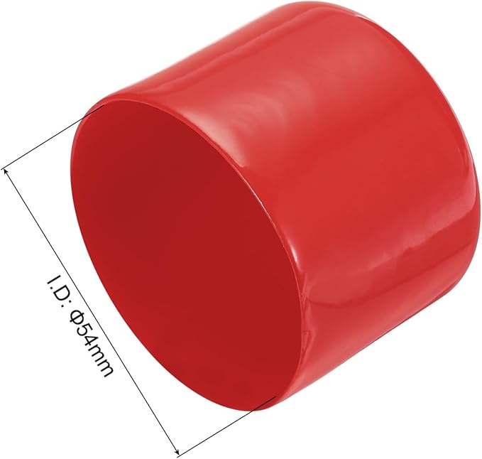 uxcell 4pcs Rubber End Caps 54mm ID Vinyl Round End Cap Cover Screw Thread Protectors Red, 40mm Height