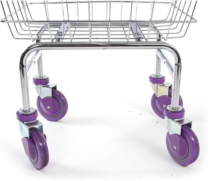CHAMIN 1.5BU Chrome Coated CART for House and Commercial (Lavender Color) (Chrome, 1.5 Bushel)