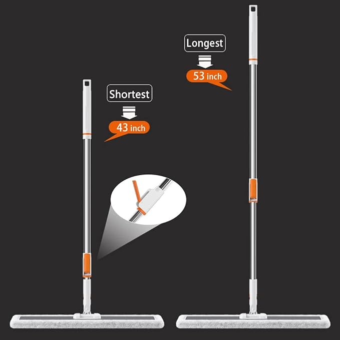 32-Inch Microfiber Flat Mop for Floor Cleaning - Commercial Wide Mop with 360° Rotation, Stainless Steel Handle & 4 Reusable Washable Pads - for Hardwood, Laminate, Tile, Dust and Wet Mopping
