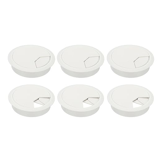 PATIKIL 3 Inch Desk Grommet, 6Pcs Cable Grommet Wire Management Cable Hole Cover Cord Organizer for Office Home Table Countertop, White