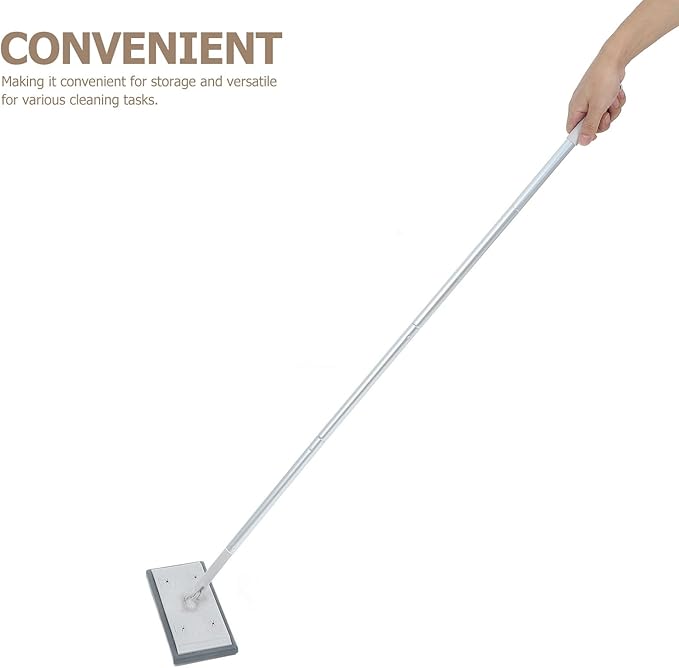 Adjustable Aluminum Alloy Dust Mop with 3-Section Telescopic Pole, Microfiber Flat Floor Mop for Hardwood and Tile Floors, Heavy Duty Gray Electrostatic Cleaning Tool for