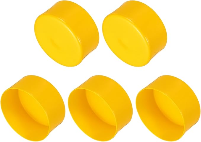uxcell 5pcs Rubber End Caps 100mm(4 Inch) ID Vinyl PVC Round Tube Bolt Cap Cover Screw Thread Protectors Yellow