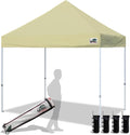 Eurmax USA 8'x8' Pop Up Canopy Tent Commercial Instant Canopies with Heavy Duty Roller Bag,Bonus 4 Sand Weights Bags (Beige)