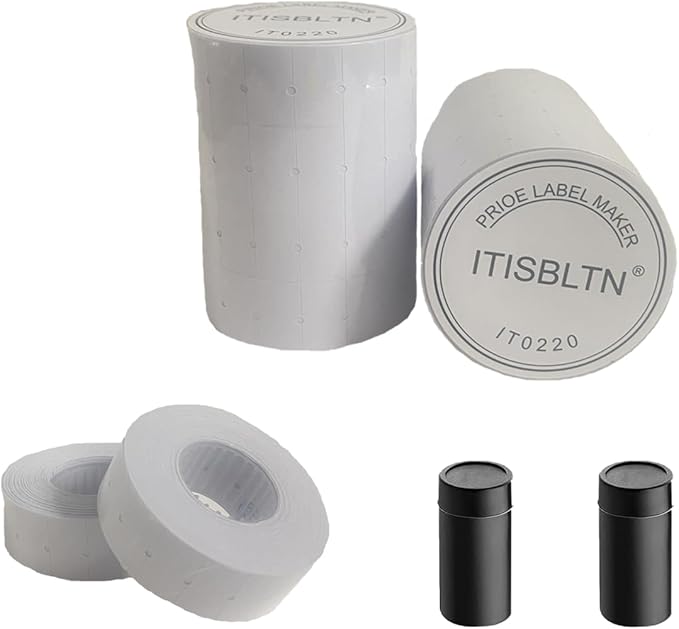 One-Line White Price Gun Labels- 8,000 White Blank Price and Date Gun Labels with 2 Ink Roll,Fits MX-5500 and LonXFan 1 Line Price and Date