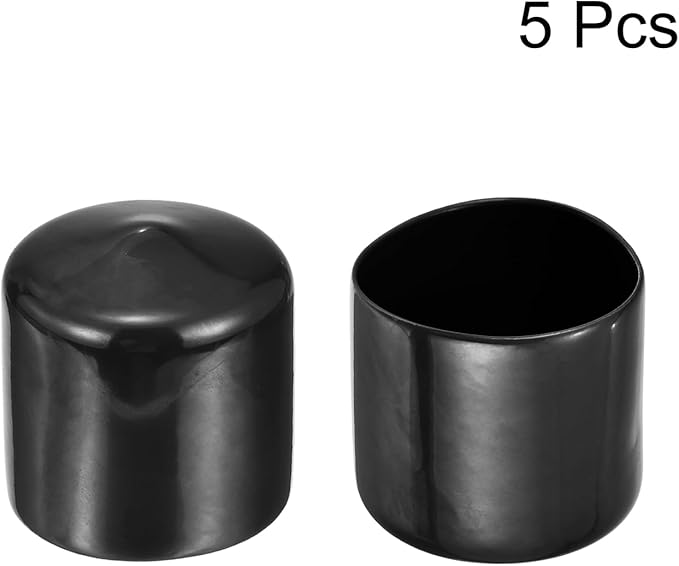 uxcell 5pcs Rubber End Caps 1 3/4"(45mm) ID Vinyl PVC Round Tube Bolt Cap Cover Screw Thread Protectors Black