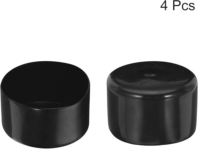 uxcell 4pcs Rubber End Caps 75mm ID Vinyl Round Tube Bolt Cap Cover Screw Thread Protectors Black, 50mm Height