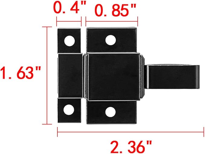 6 Packs Self-Closing Latches, Black Spring Door Lock, Aluminum Alloy Automatic Gate Latch with Spring Loaded Pin, Security Window & Cabinet Lock
