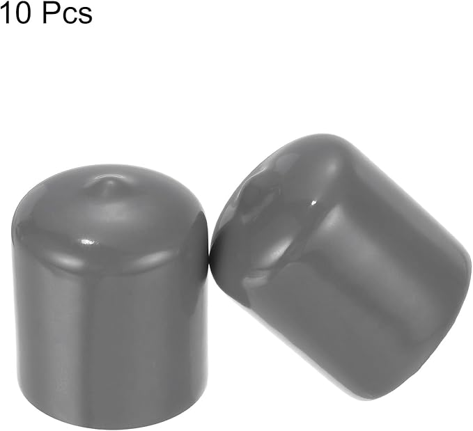 uxcell 10pcs Rubber End Caps 23mm ID Vinyl Round End Cap Cover Screw Thread Protectors Dark Grey