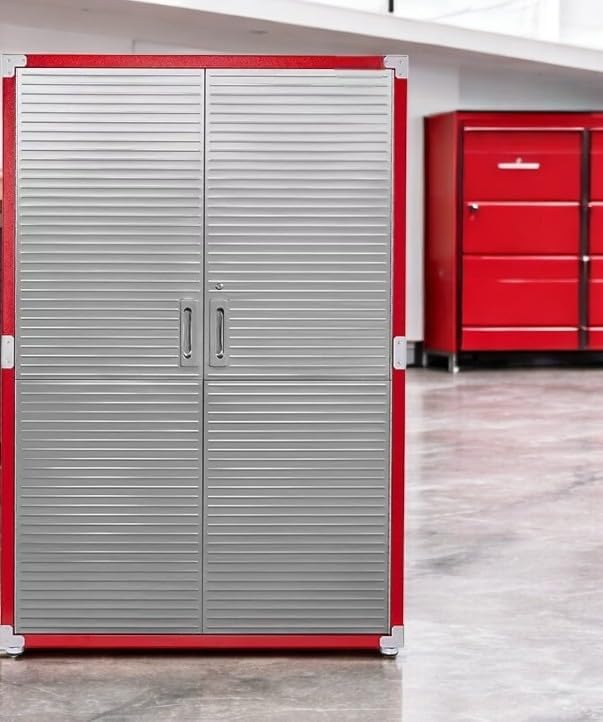 Heavy Duty Storage Solid Stainless Steel Cabinet with Lockable, Adjustable Shelf, Metal Garage Organizer (Red, 48" W x 24" D x 72" H)