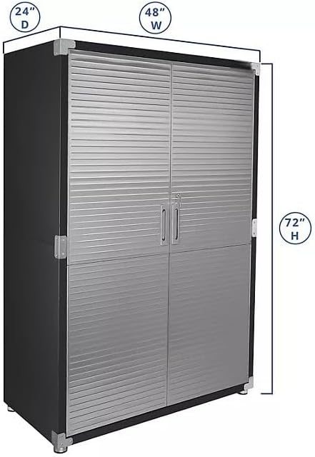 Heavy Duty Storage Solid Stainless Steel Cabinet with Lockable, Adjustable Shelf, Metal Garage Organizer (Graphite, 48" W x 24" D x 72" H)