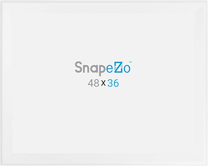 SnapeZo Poster Frame 36x48 Inches, White 1.7 Inch Aluminum Profile, Front-Loading Snap Frame, Wall Mounting, Wide Series