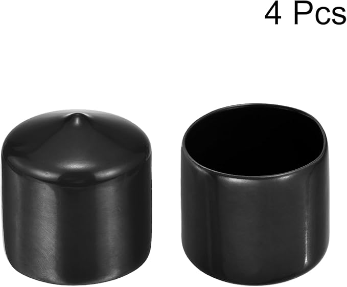 uxcell 4pcs Rubber End Caps 1 3/8"(35mm) ID Vinyl Round End Cap Cover Screw Thread Protectors Black, 30mm Height