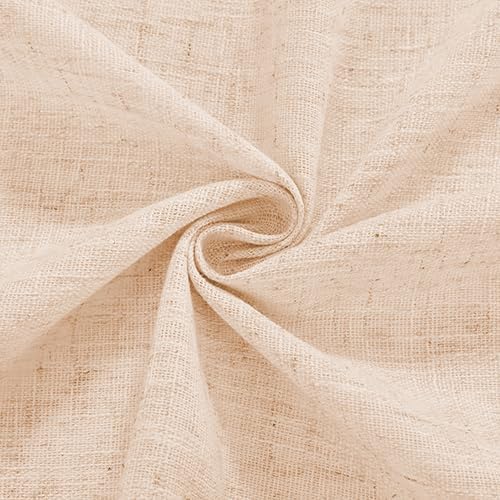Faux Linen Semi Sheer Room Divider Curtain with Flexible Tracks, Light Filtering Privacy Curtains for Patio Sliding Glass Door, Window or Room Divider Drapes, Living Room, Beige, 72"W x 84"L,1 panel