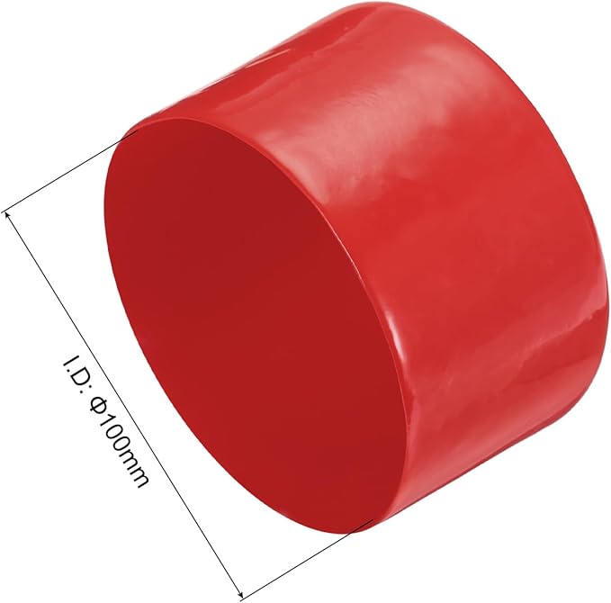uxcell 4pcs Rubber End Caps 100mm ID Vinyl Round End Cap Cover Screw Thread Protectors Red, 50mm Height