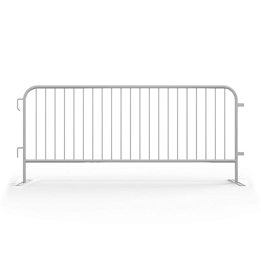 Angry Bull Barricades Metal Interlocking Steel Barricade (8.5 Ft. Heavy Duty, Flat Feet, White Powder Coated, Set of 10)