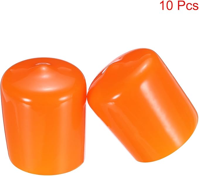 uxcell 10pcs Rubber End Caps 22mm(7/8") ID Vinyl Round End Cap Cover Screw Thread Protectors,Orange