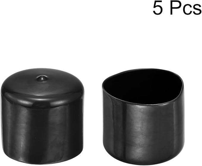 uxcell 5pcs Rubber End Caps 1 15/16"(49mm) ID Vinyl PVC Round Tube Bolt Cap Cover Screw Thread Protectors Black