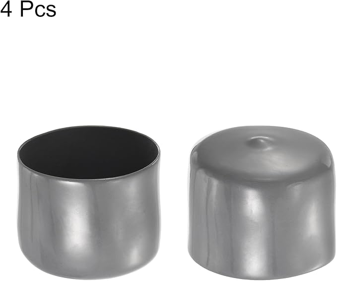 uxcell 4pcs Rubber End Caps 54mm ID Vinyl Round End Cap Cover Screw Thread Protectors Dark Grey, 40mm Height