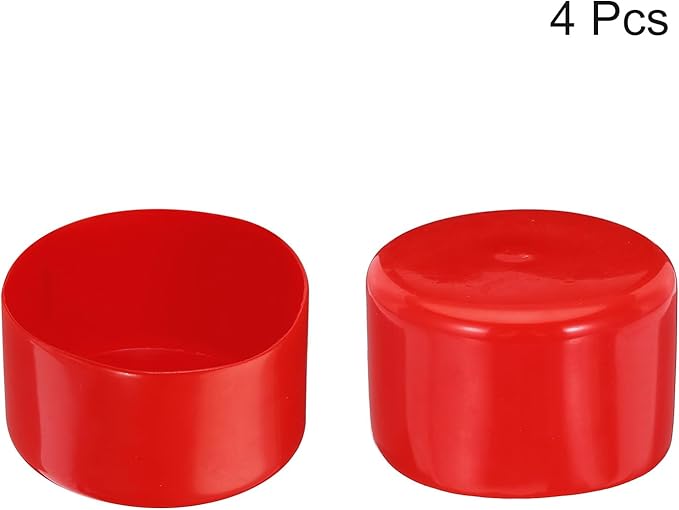 uxcell 4pcs Rubber End Caps 65mm ID Vinyl Round Tube Bolt Cap Cover Screw Thread Protectors Red, 40mm Height
