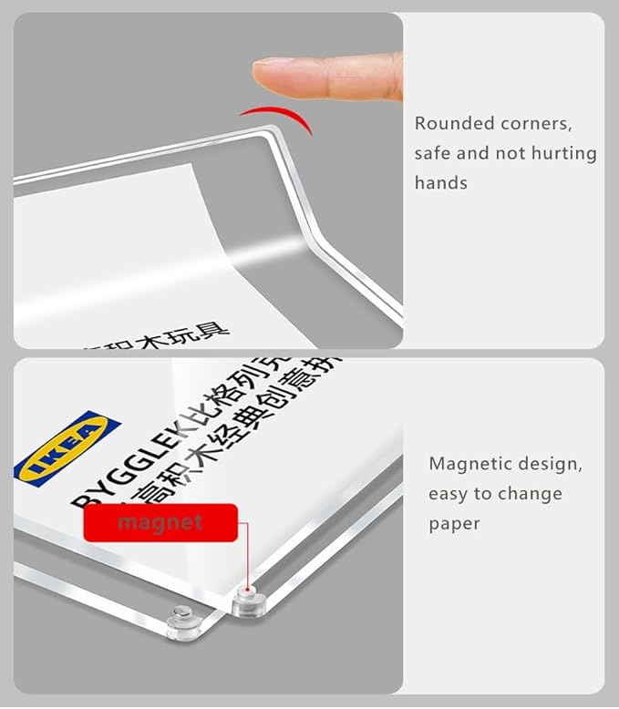 Acrylic Label Holder Price Tag Displays Sign Holder Data Card Holder Ads Display Stand (B：80*100mm/3.15*3.94 inches)