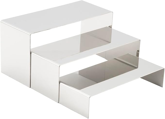 Purse Display Stands - 3 Stainless Steel Perfume Display Stands Metal Shoe Display Riser Stand for Home Boutique Retail Store Showcase, Mirror