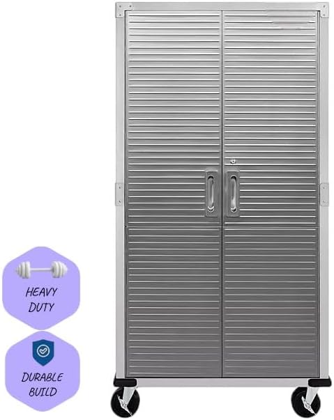Heavy Duty Storage Solid Stainless Steel Cabinet with Lockable, Adjustable Shelf, Metal Garage Organizer (Granite, 36" W x 18" D x 72" H)