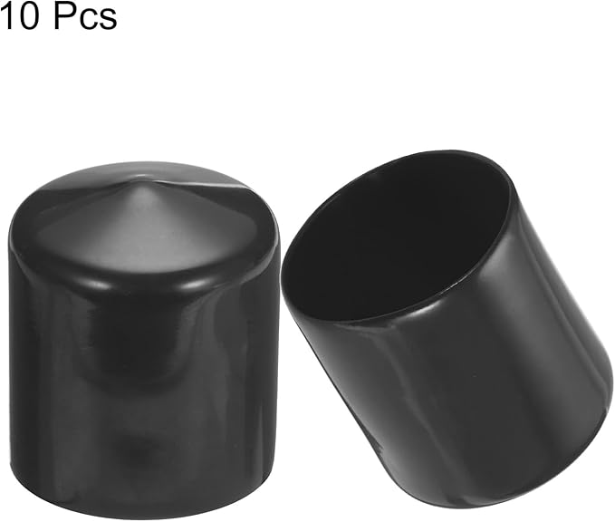 uxcell 10pcs Rubber End Caps 37mm(1 1/2") ID Vinyl Round End Cap Cover Screw Thread Protectors Black