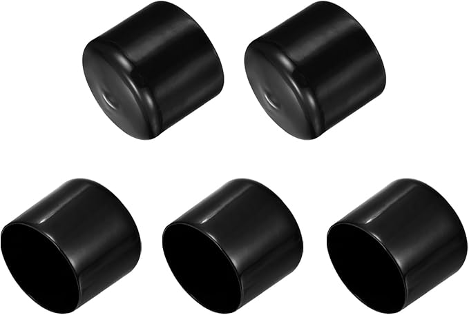 uxcell 5pcs Rubber End Caps 2"(50mm) ID Vinyl PVC Round Tube Bolt Cap Cover Screw Thread Protectors Black